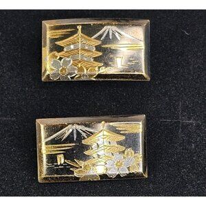 Japanese Damascene Sterling Silver Marked Cufflinks Stunning Collectors Set 10g